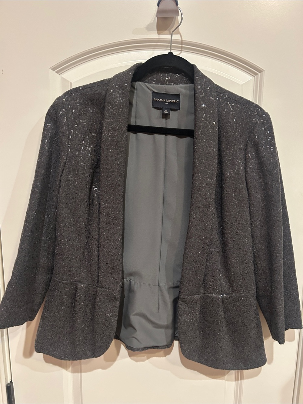 Banana Republic Silver-Gray Sequin Open Blazer